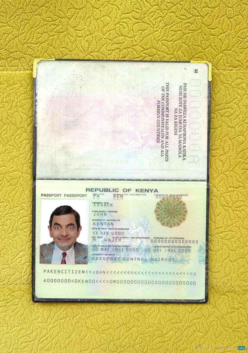 Download Kenya passport (2011 2019) photo look Photoshop template